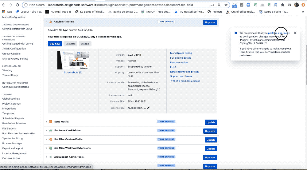 File Field for Jira installation Reindex Reindex Jira after File Field installation