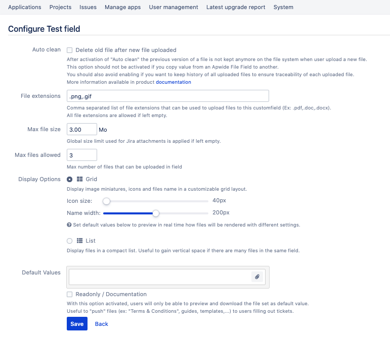 File Field attachment configuration Jira attachment field configuration
